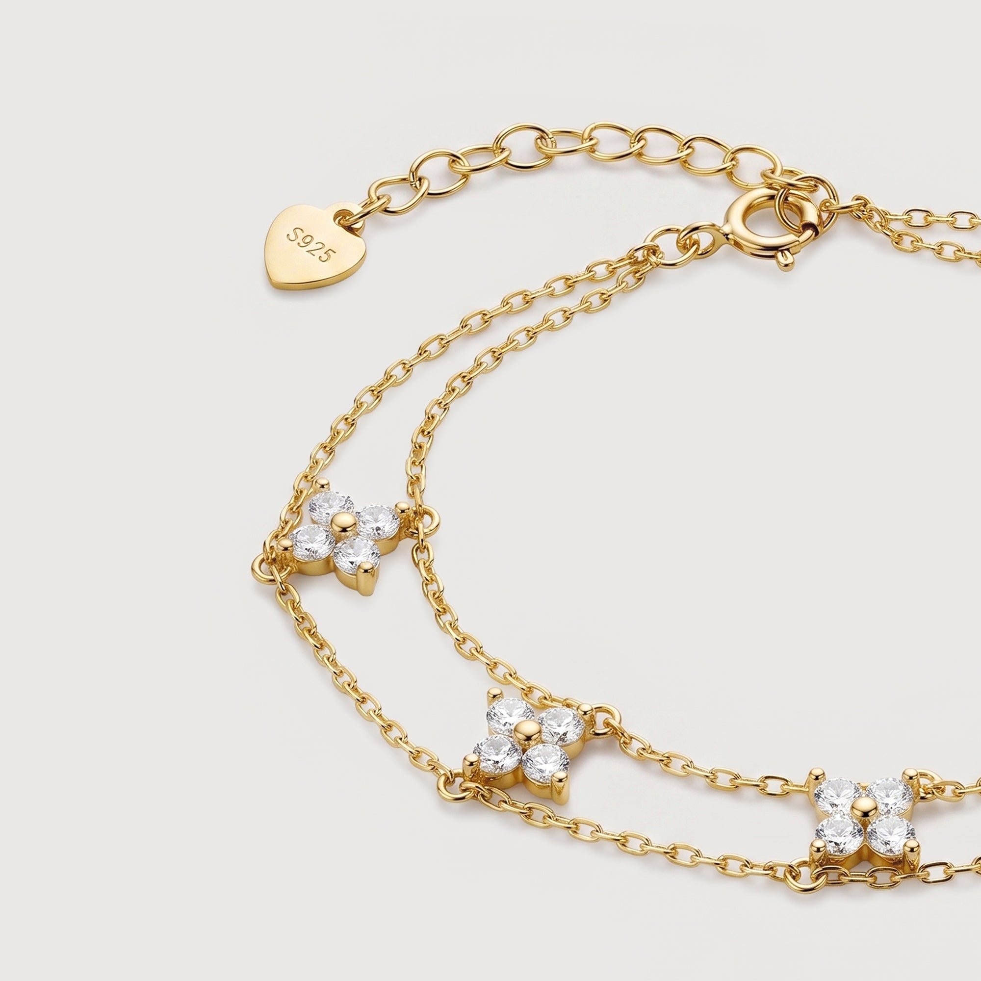Gold-Tone Sterling Silver Floral Double Bracelet