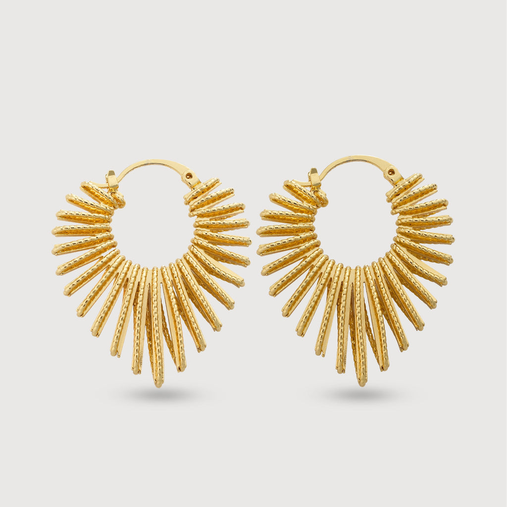 Textured Sunburst Hoop Earrings