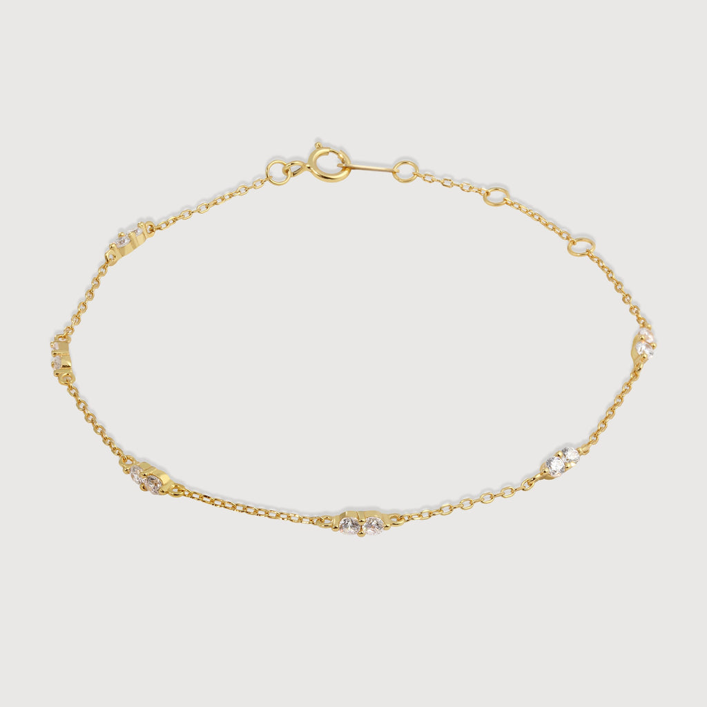 Gold-Tone Sterling Silver Twin CZ Station Bracelet