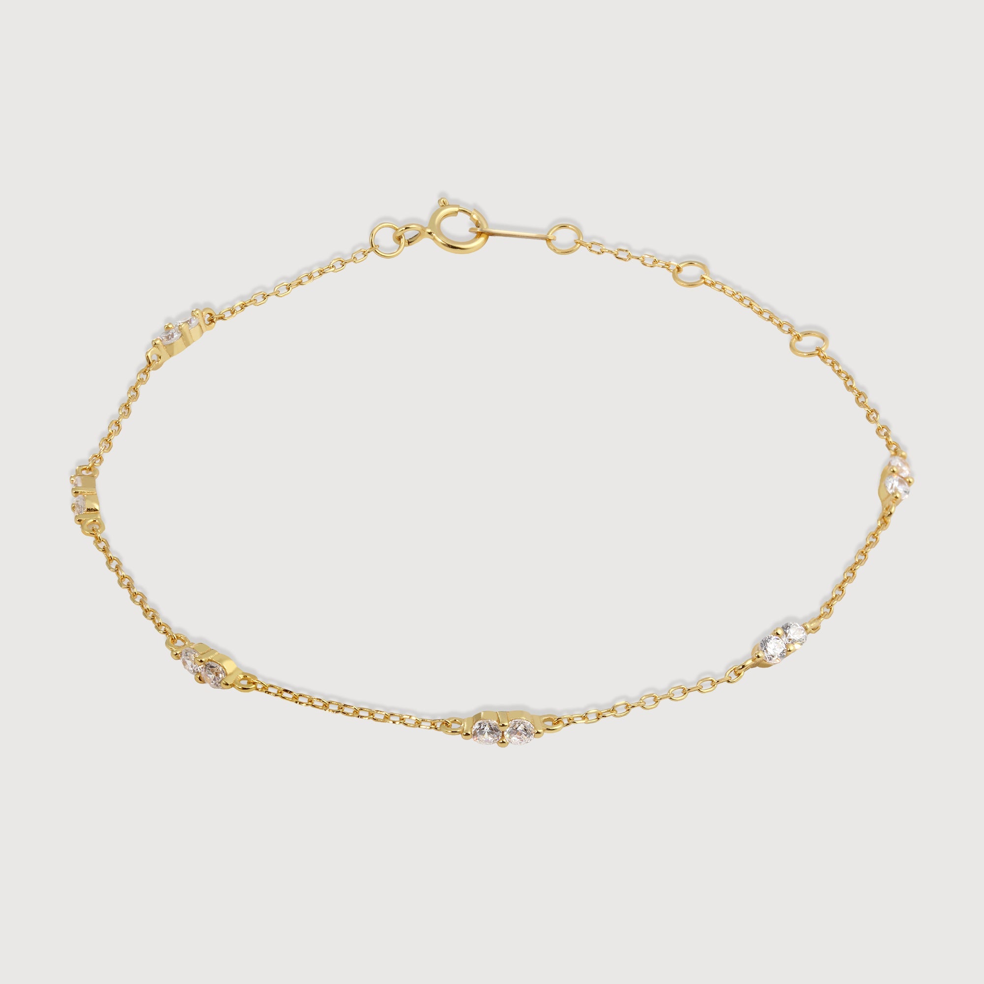 Gold-Tone Sterling Silver Twin CZ Station Bracelet