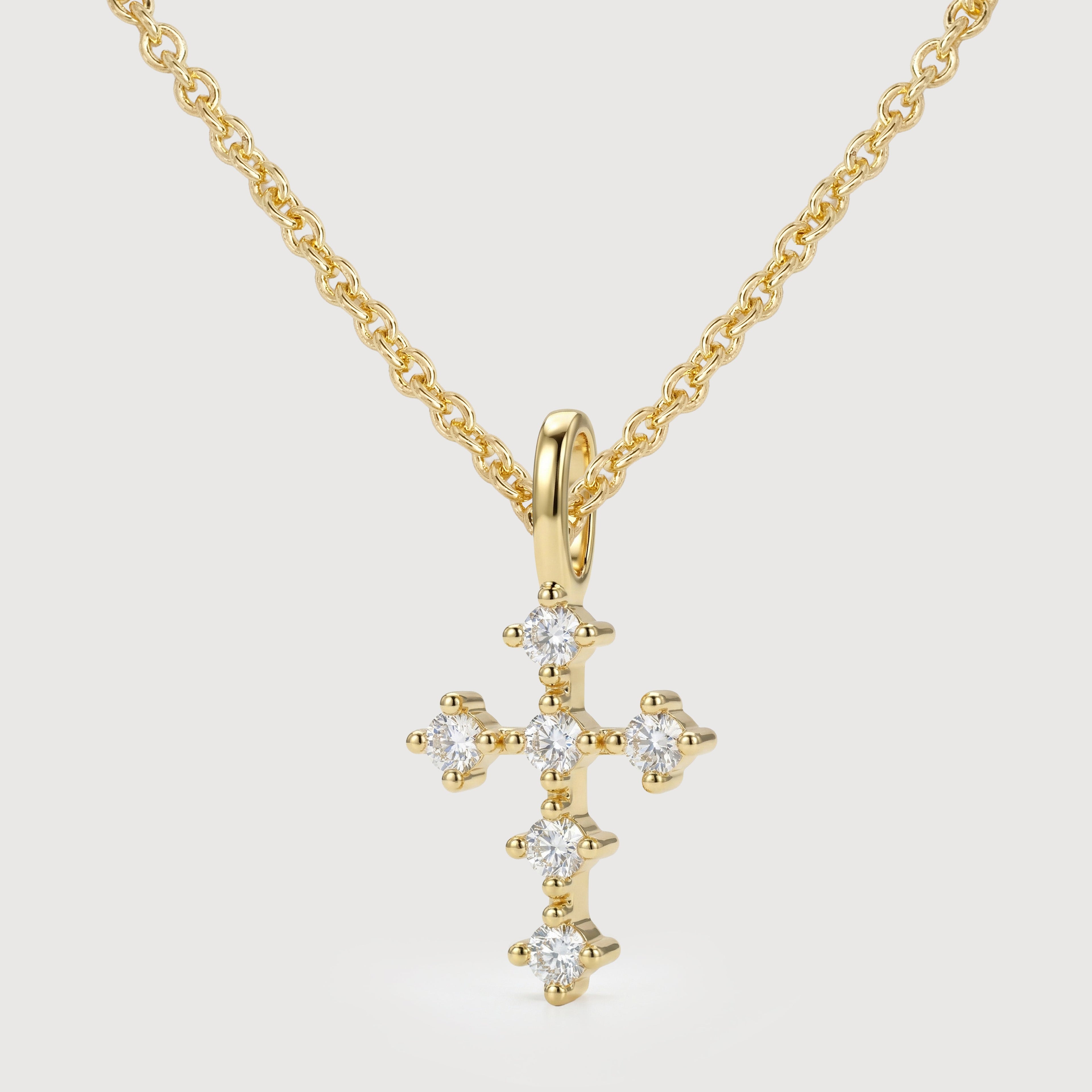 14K Gold-Plated S925 Clear Cross Necklace