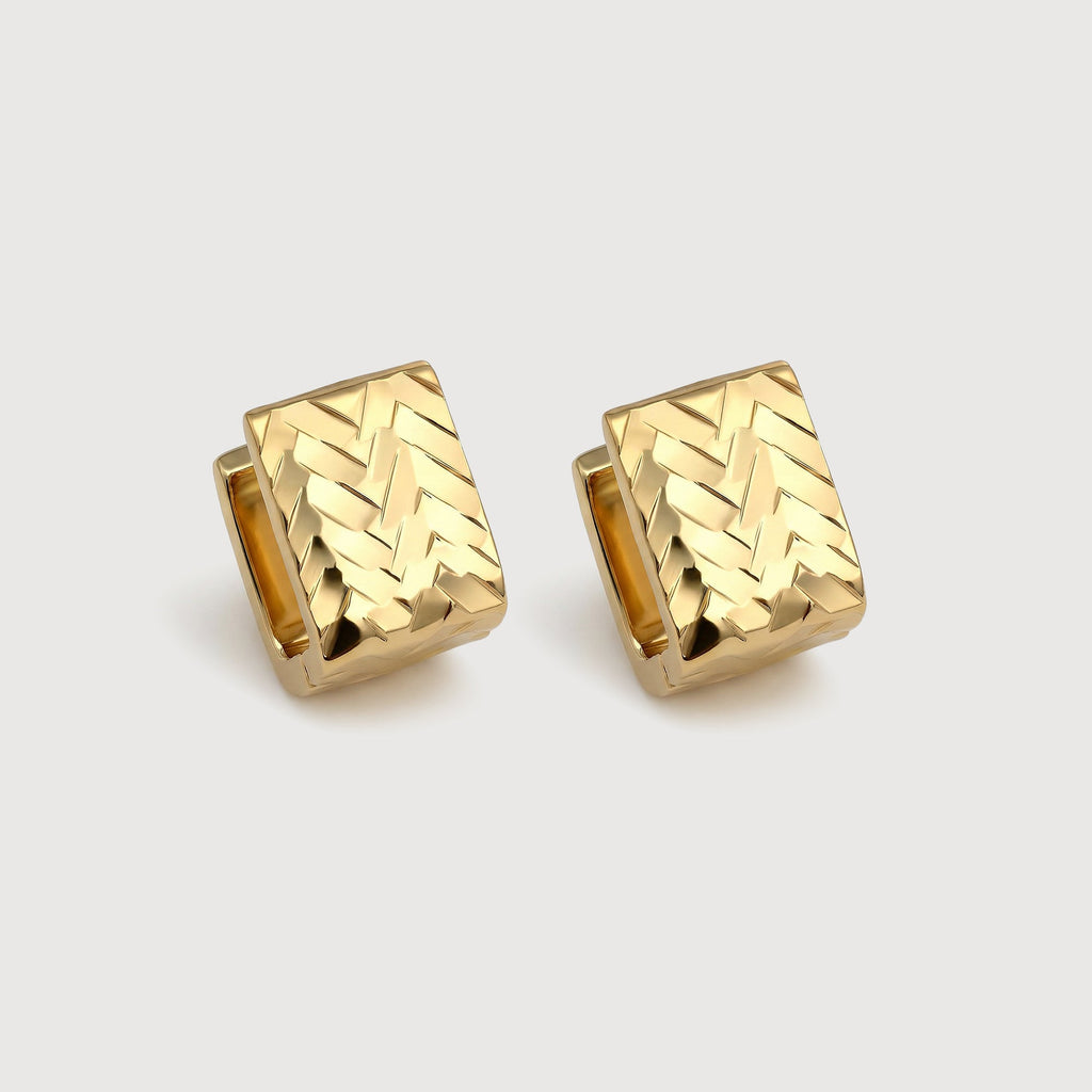 Woven Texture Rectangular Huggie Earrings