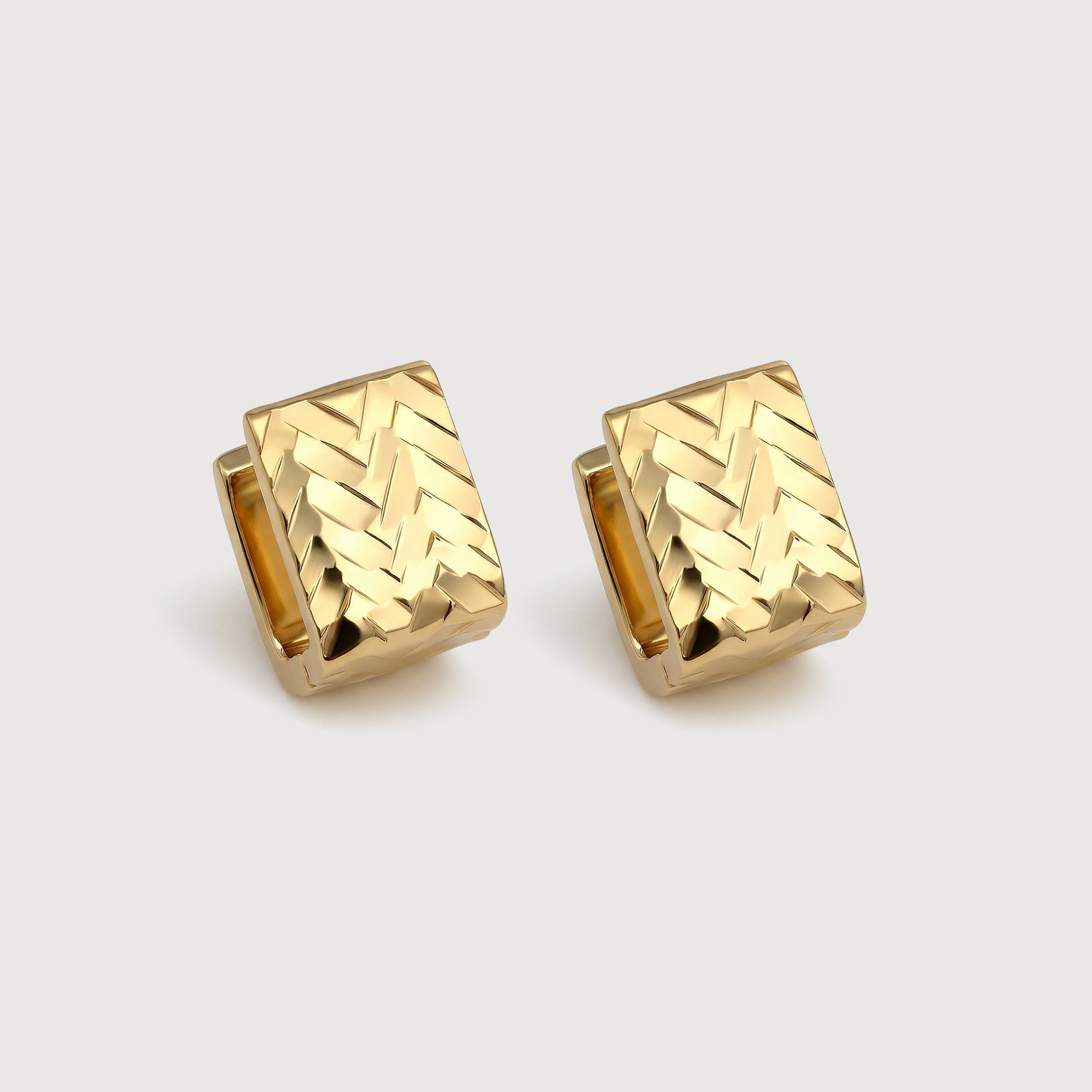 Woven Texture Rectangular Huggie Earrings