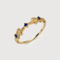 S925 Gold Plated Blue Spinel Leaf Adjustable Ring