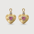 Pink Heart Zirconia Drop Earrings