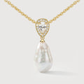 Pear-Cut Halo Freshwater Pearl Necklace