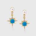 Pearl Blue Starburst Drop Earrings
