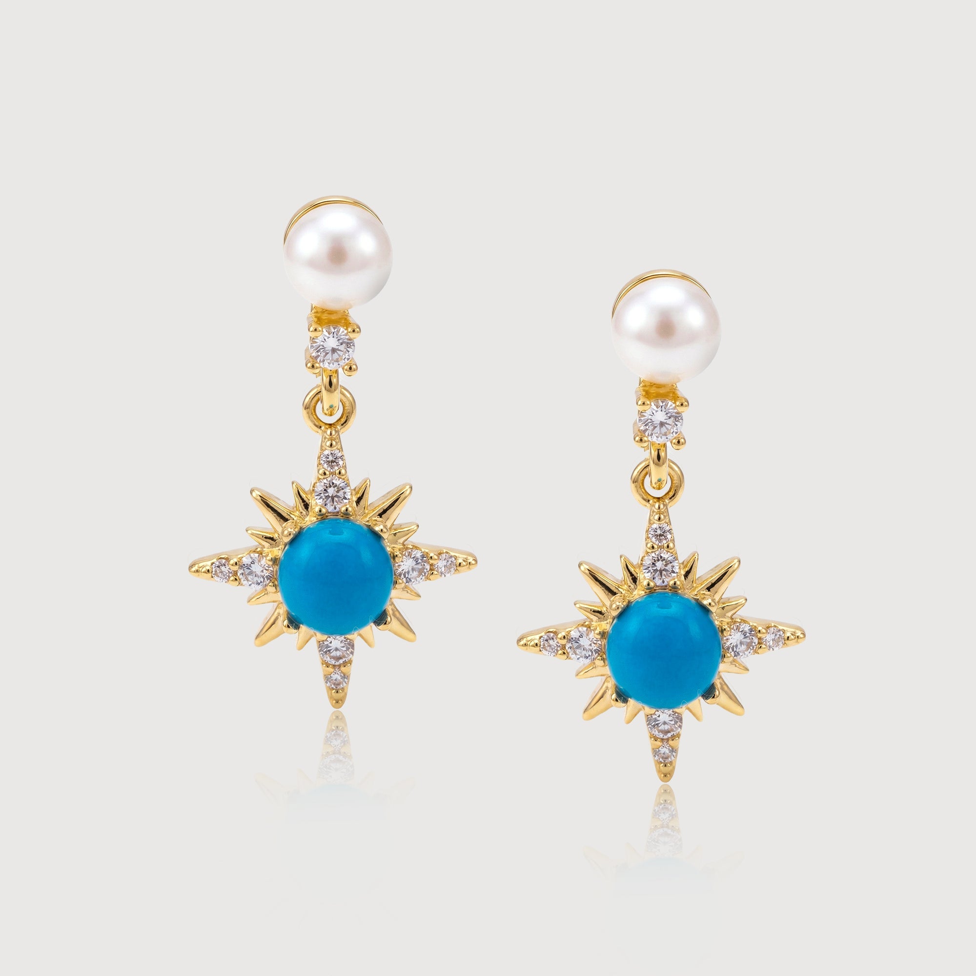Pearl Blue Starburst Drop Earrings
