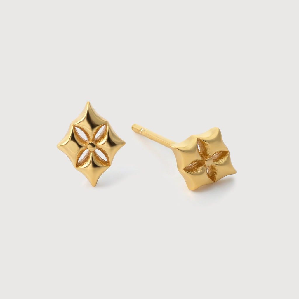 Floral Star Sterling Silver Stud Earrings