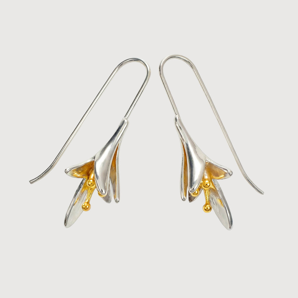 Two-Tone Lily Fishhook Drop Earrings