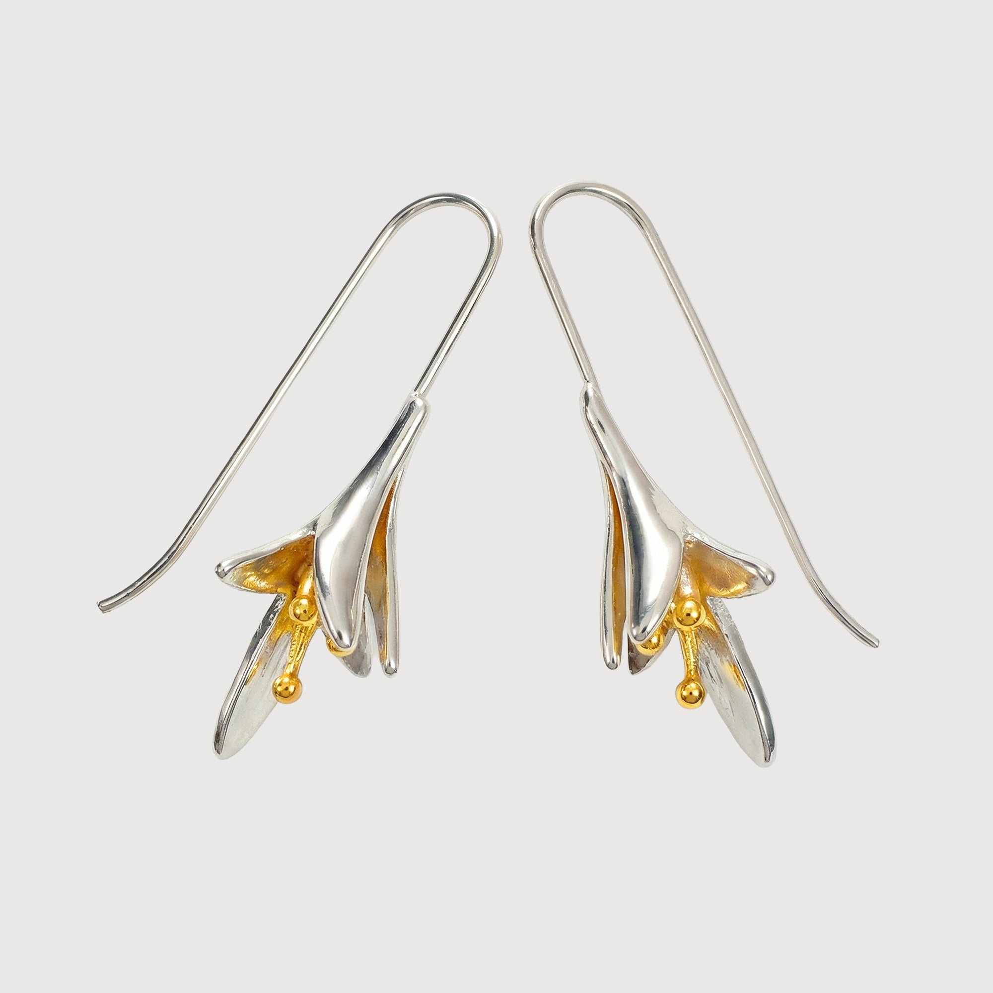Two-Tone Lily Fishhook Drop Earrings
