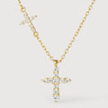 18K Gold-Plated Double Cross Necklace