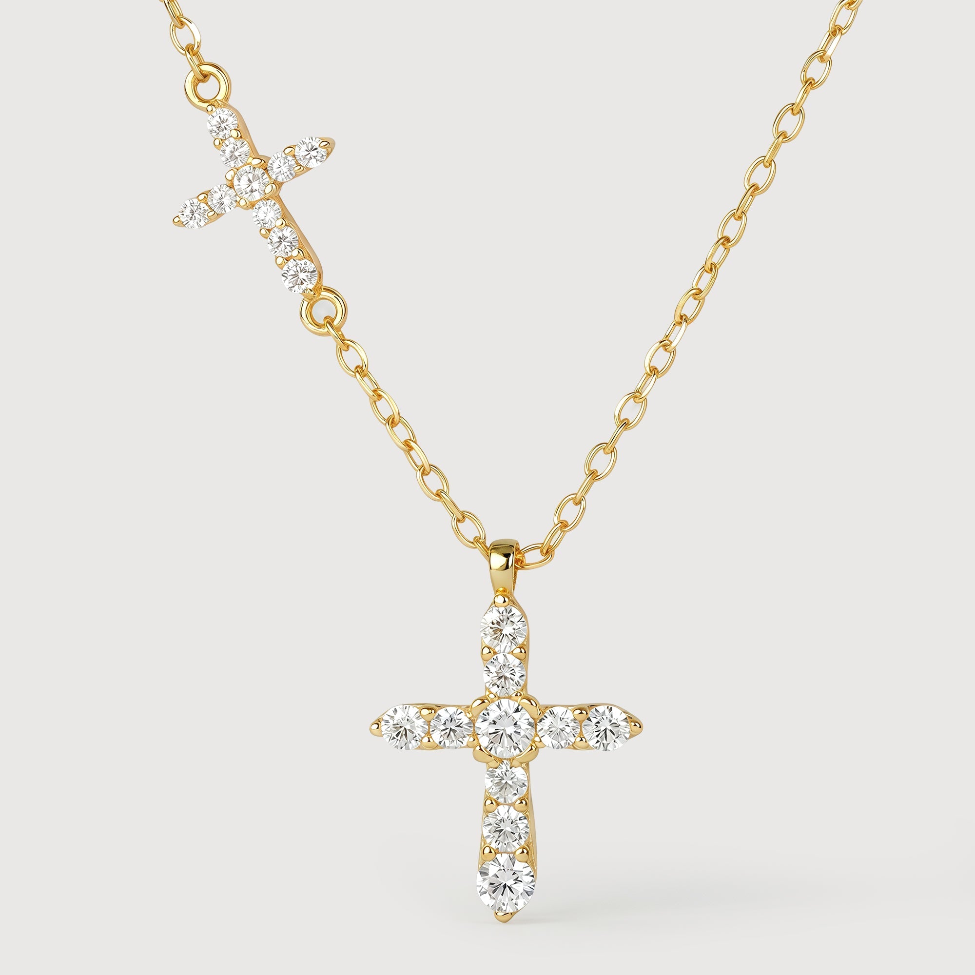 18K Gold-Plated Double Cross Necklace
