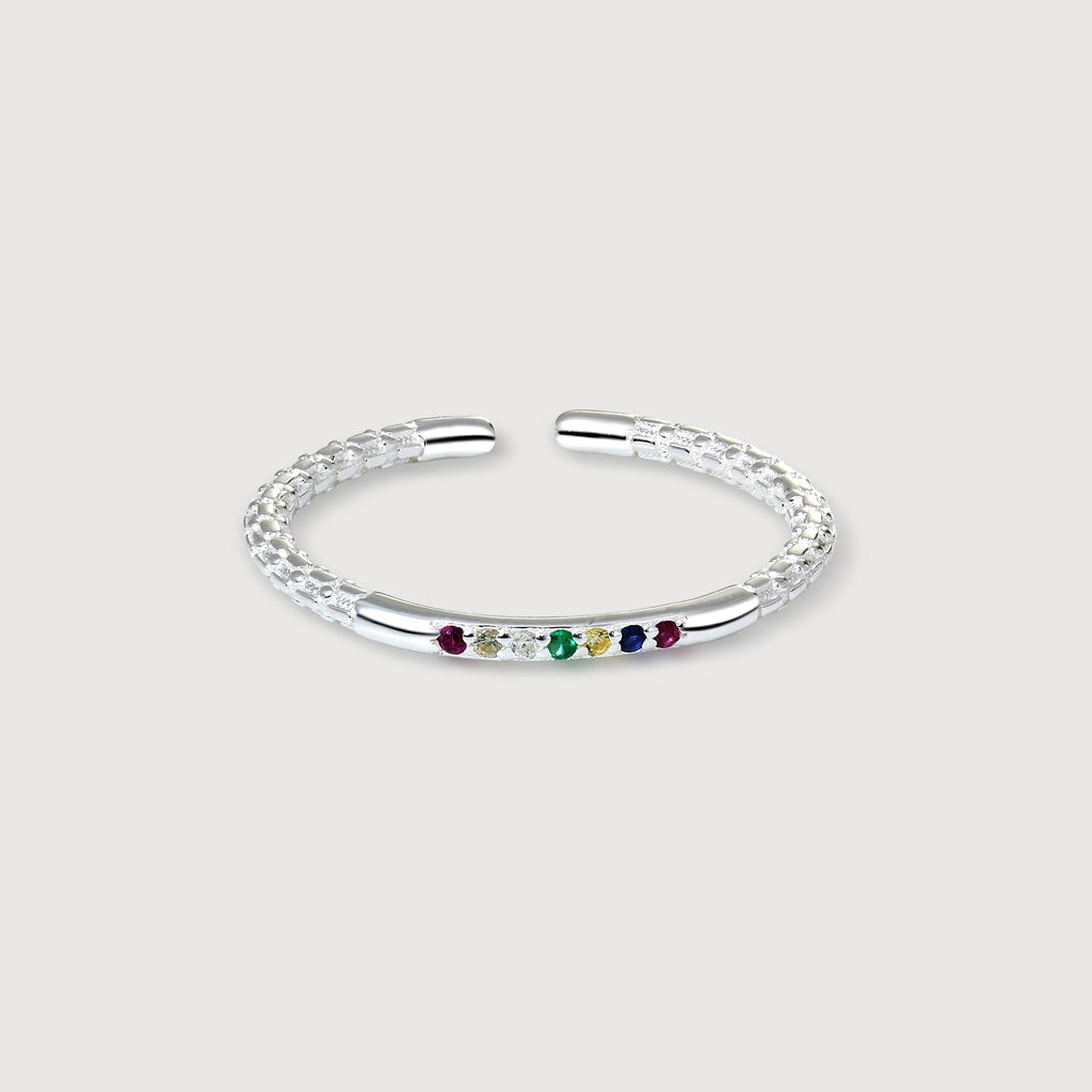 Multicolor CZ 18K Gold-Plated S999 Ring