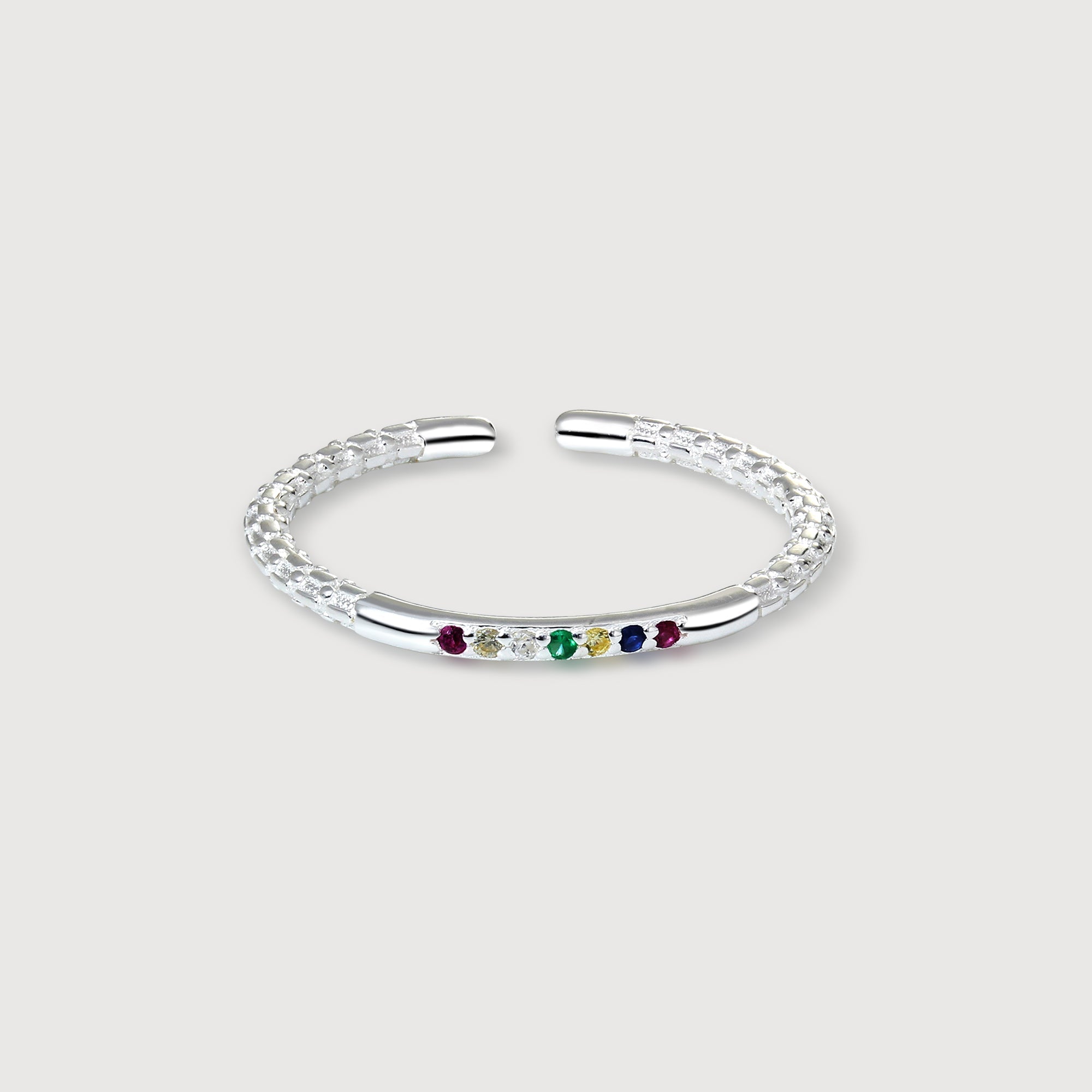 Multicolor CZ 18K Gold-Plated S999 Ring