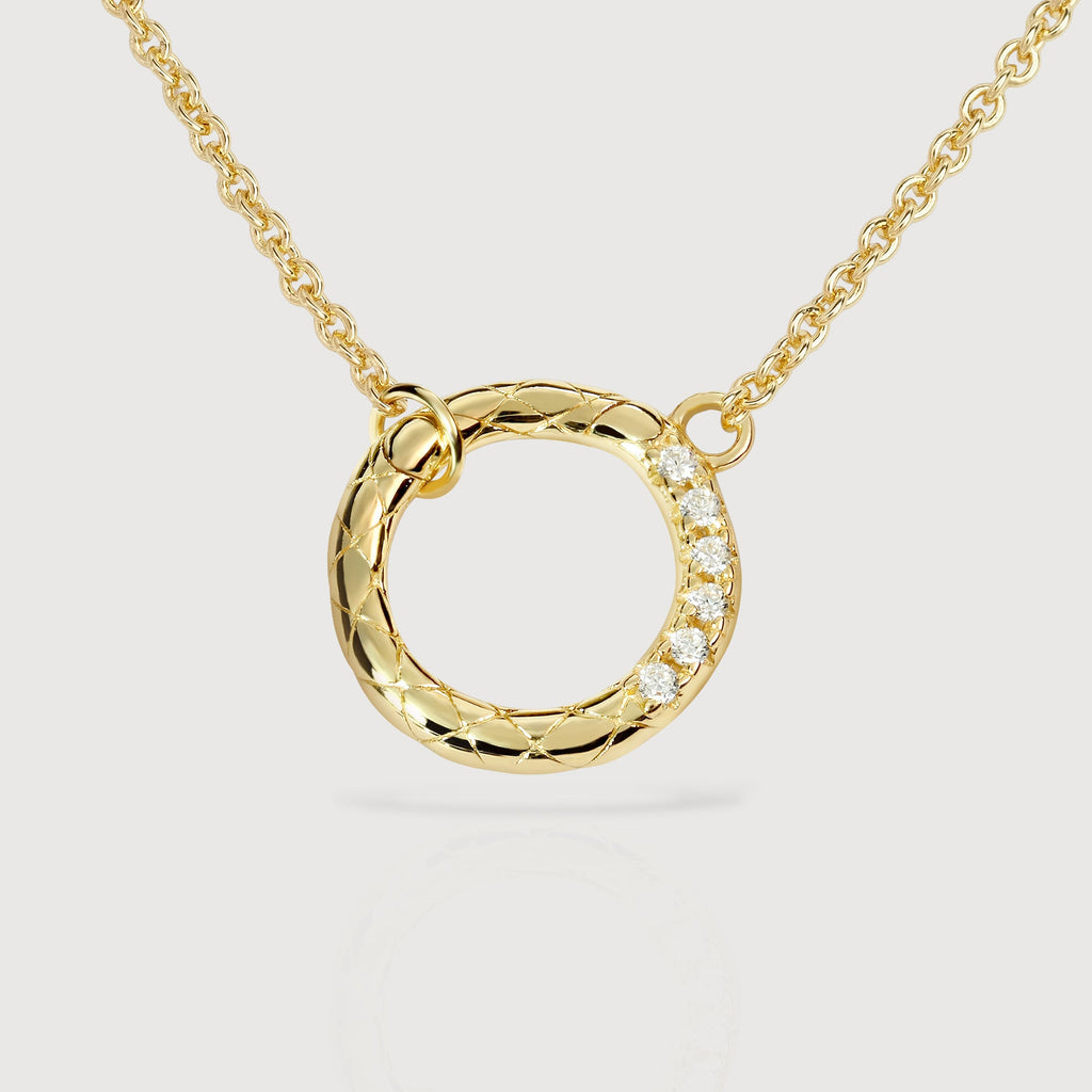 Textured Open Circle Sterling Silver Necklace