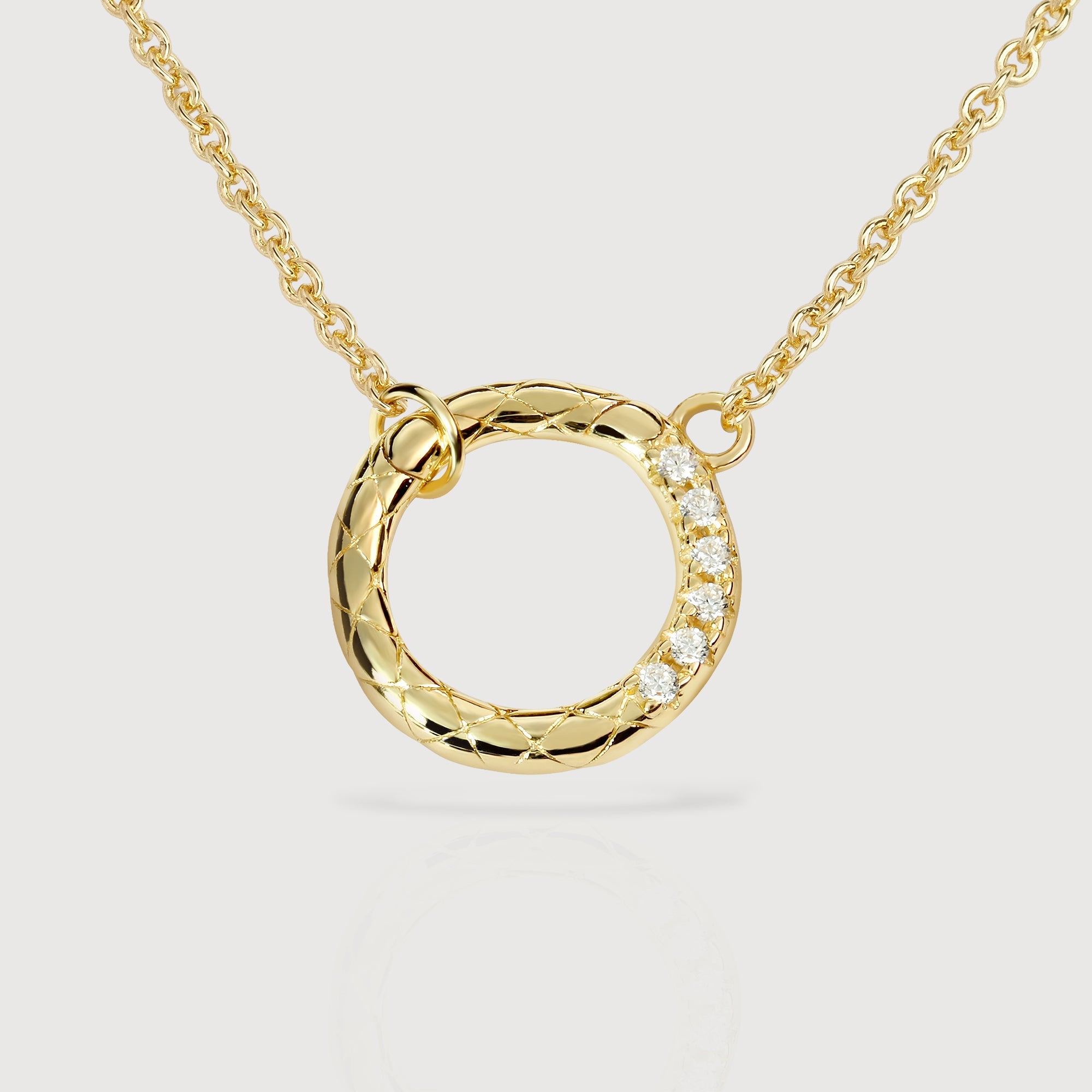 Textured Open Circle Sterling Silver Necklace
