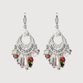 Silver-Tone Zircon Beaded Chandelier Earrings