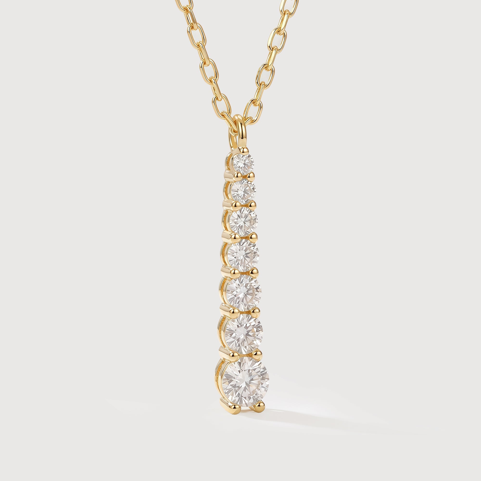 Gold-Plated Graduated Stone Bar Necklace