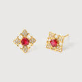 Ornamental Red Stone Sterling Silver Studs