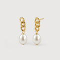 Chunky Chain Pearl Drop Earrings