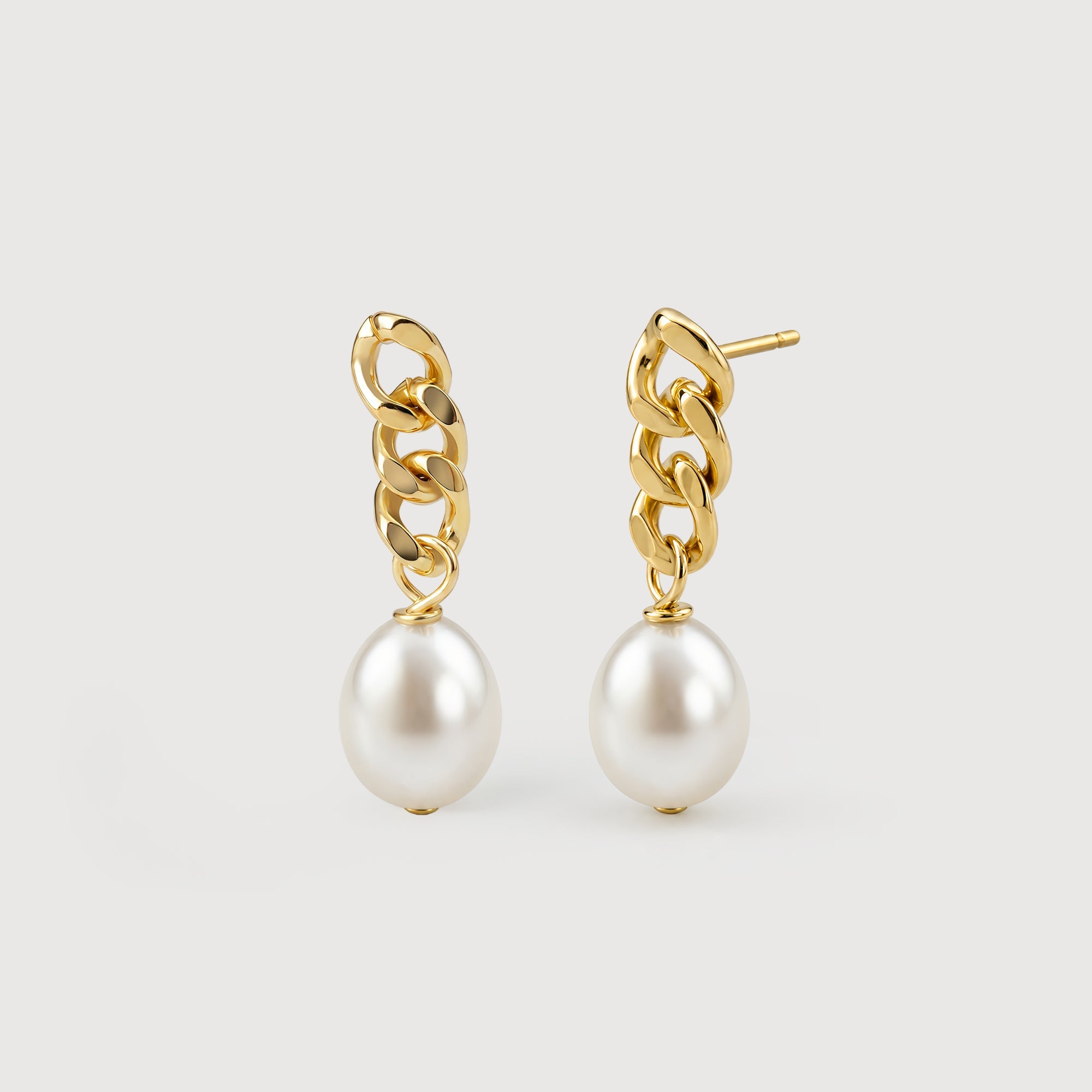 Chunky Chain Pearl Drop Earrings