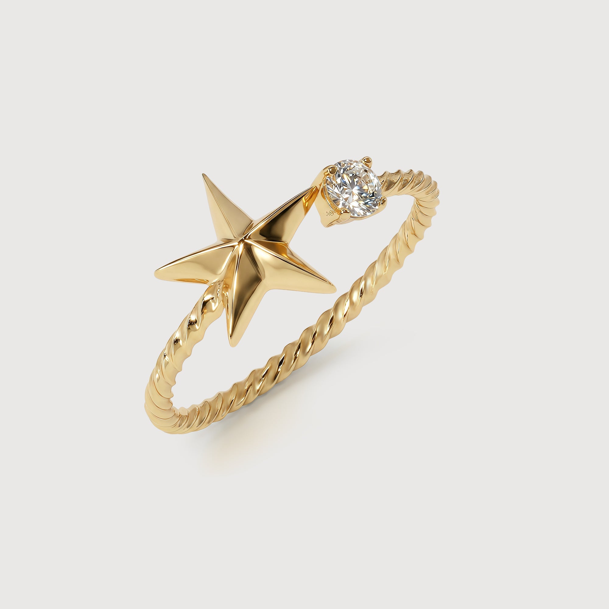 18K Gold-Plated S925 Star Zircon Open Ring