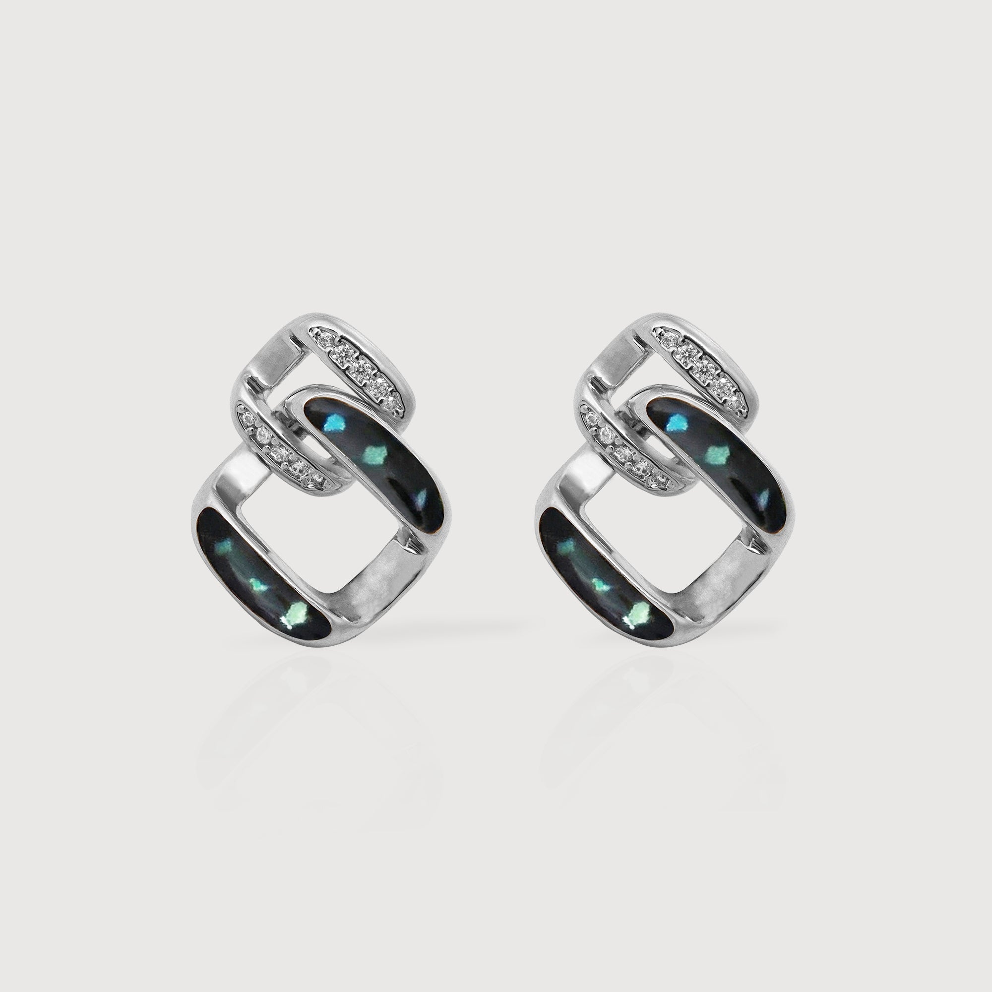 Interlocking Square Accent Stud Earrings
