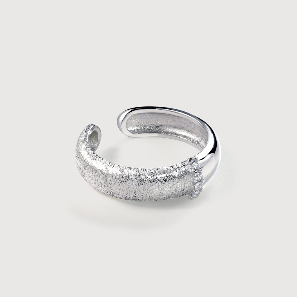 Textured Zircon S925 Silver Open Ring