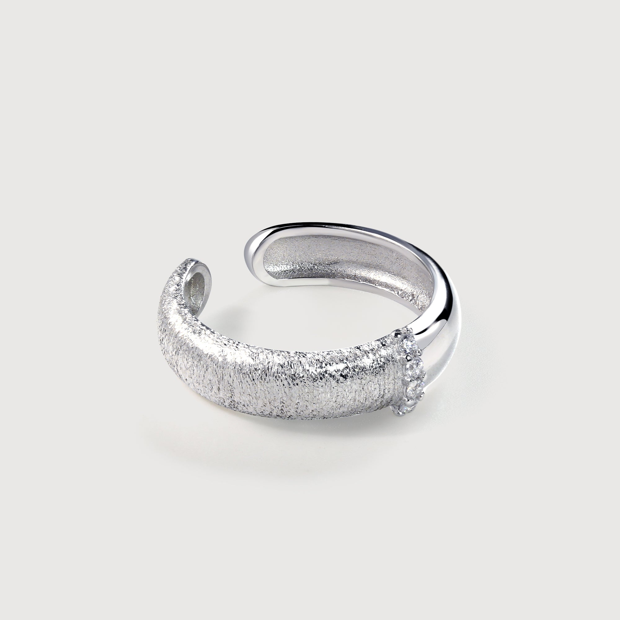 Textured Zircon S925 Silver Open Ring
