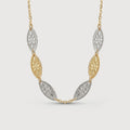 Two-Tone Filigree Leaf Station Necklace