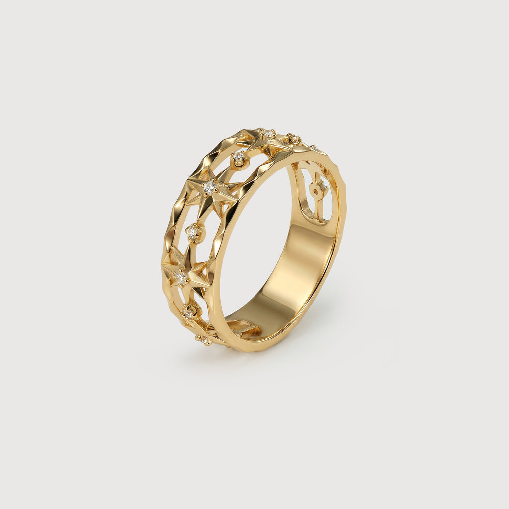 18K Gold-Plated S925 Openwork Star Ring