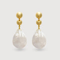 Double Sphere Shell Teardrop Earrings