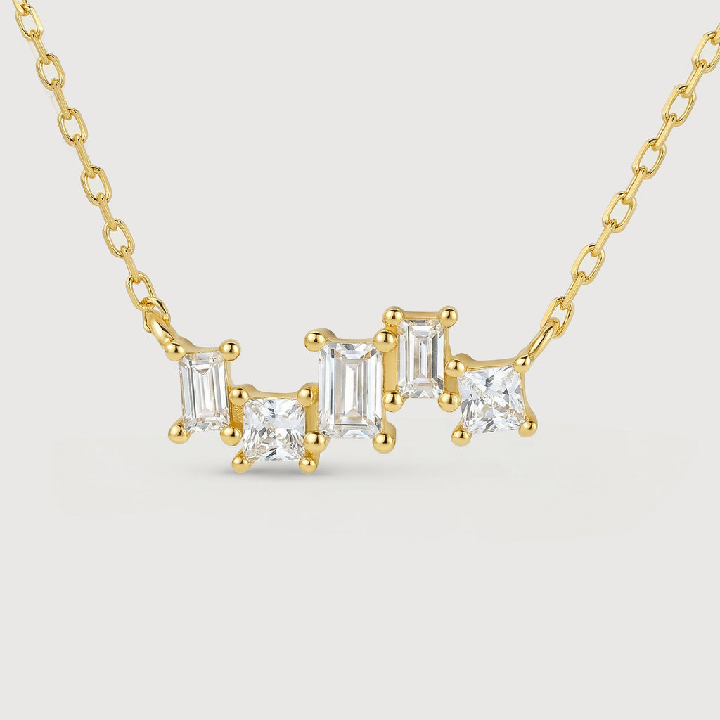 Gold-Plated S925 Geometric Clear Stone Necklace