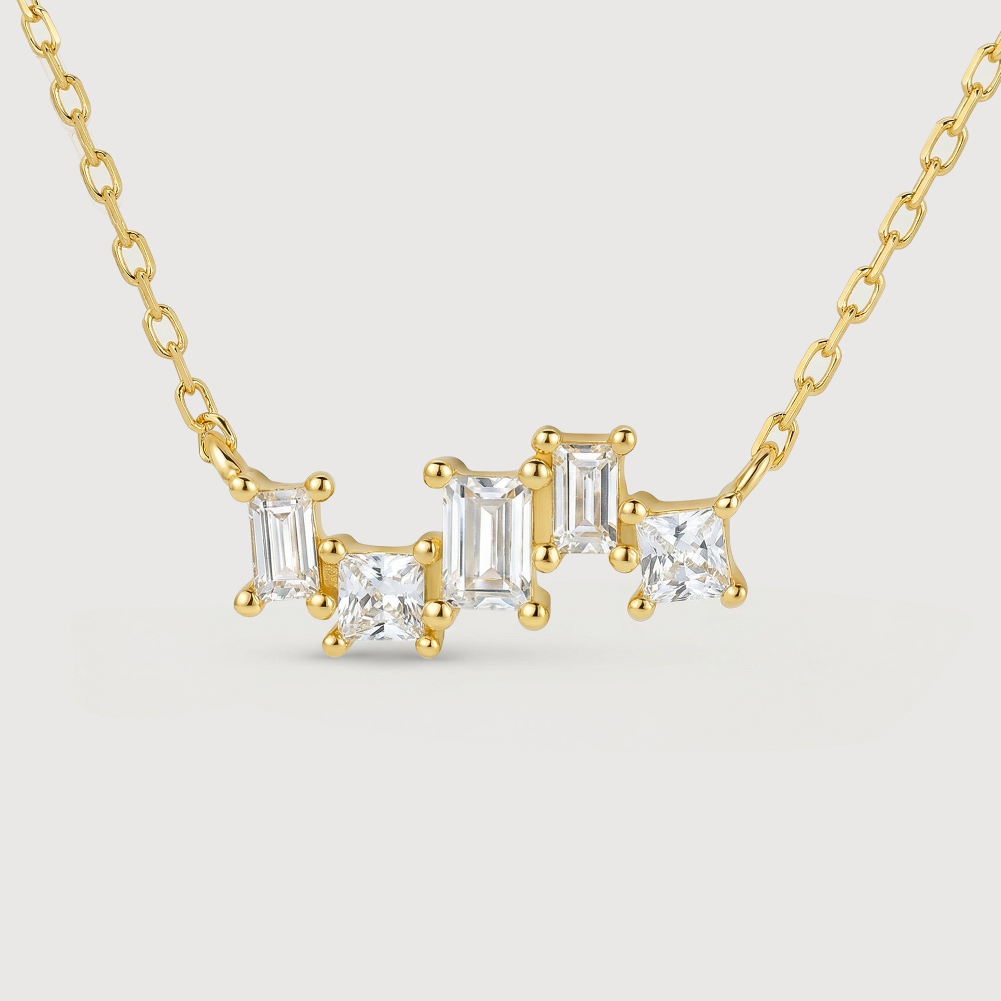Gold-Plated S925 Geometric Clear Stone Necklace