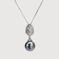 Silver-Tone Sculptural Grey Drop Necklace