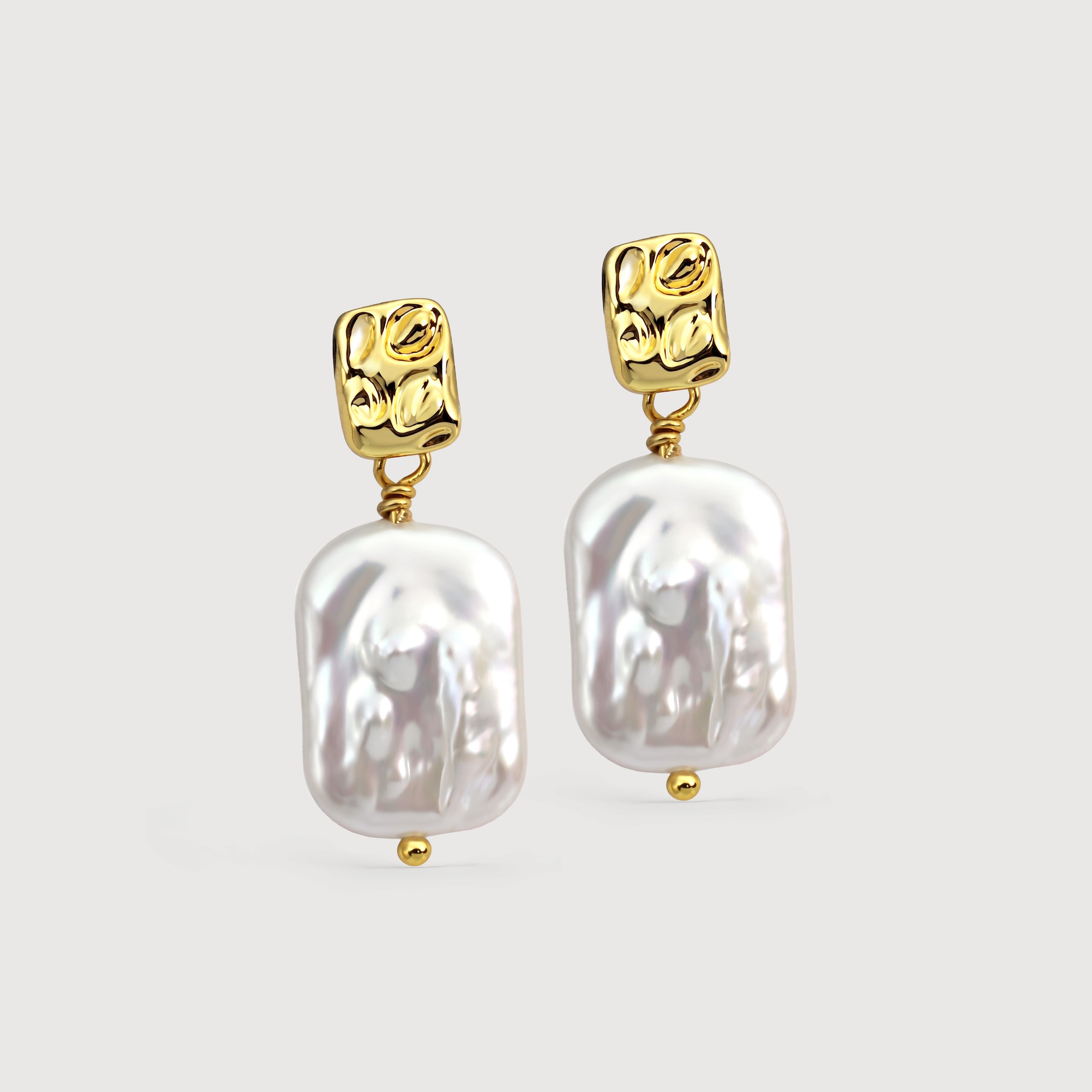 Gold Baroque Pearl Drop Earrings