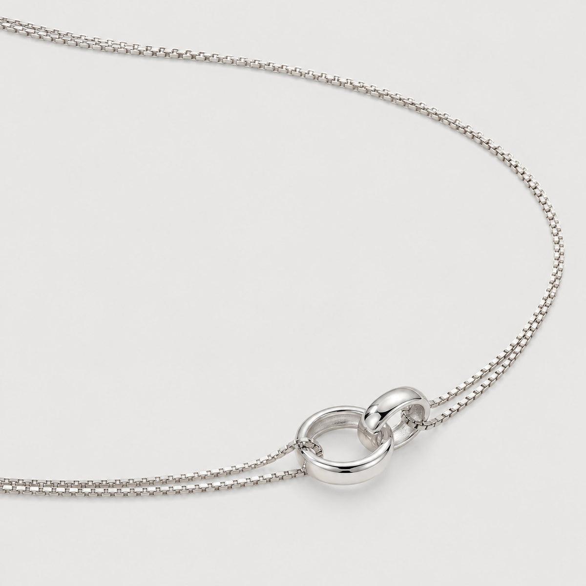 S925 Silver Interlocking Ring Necklace