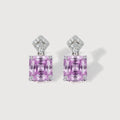 Pink Square-Cut Zircon Drop Stud Earrings