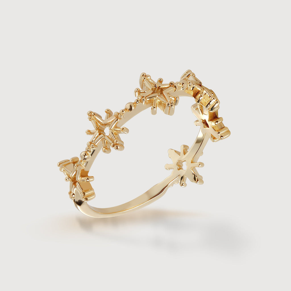 Celestial Motif Gold-Plated S925 Adjustable Ring