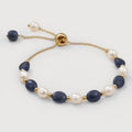 Gold-Plated Blue Aventurine Pearl Bracelet
