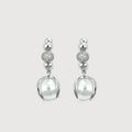 Silver-Tone Beaded Pearl Drop Earrings