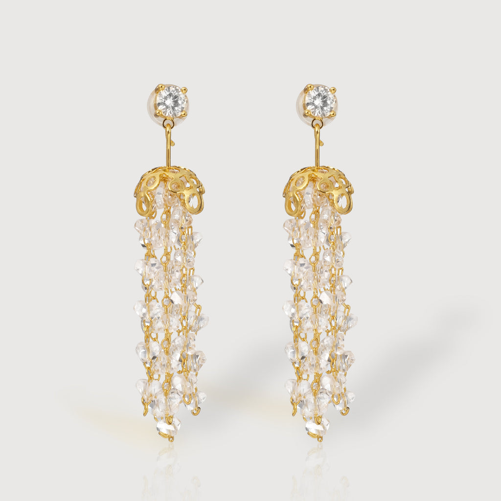 Zircon Cluster Tassel Drop Earrings