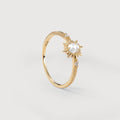 White Crystal Sunburst Gold-Plated S925 Ring