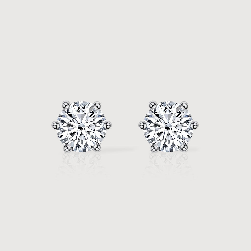 5A CZ Six-Prong Solitaire Stud Earrings