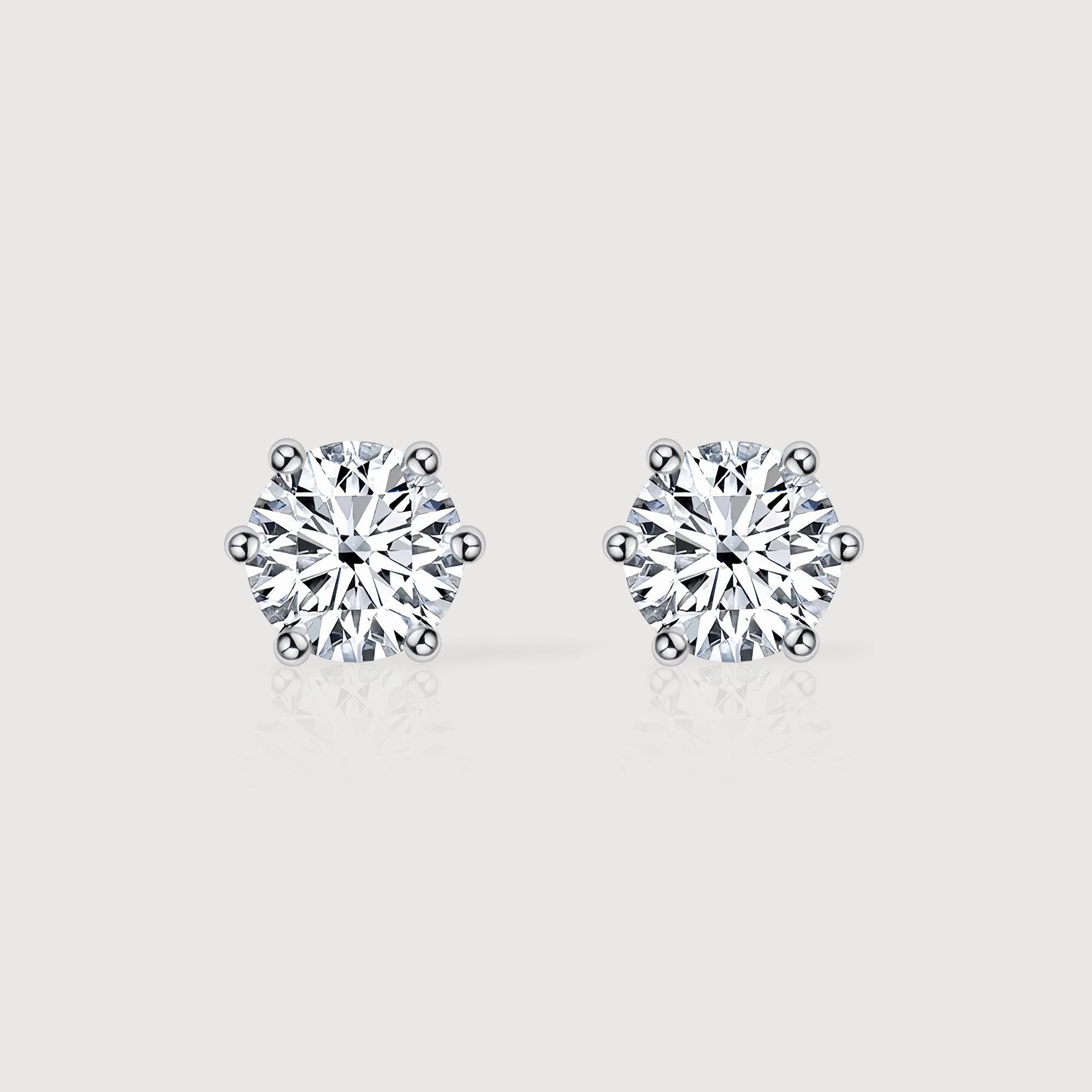 5A CZ Six-Prong Solitaire Stud Earrings