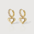 Pearl-Effect Heart Zirconia Hoop Earrings