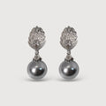 Silver-Tone Pearl Scroll Drop Earrings