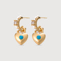 Blue Heart Charm Beaded Stud Earrings