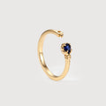 Blue Corundum Gold-Plated S925 Adjustable Ring
